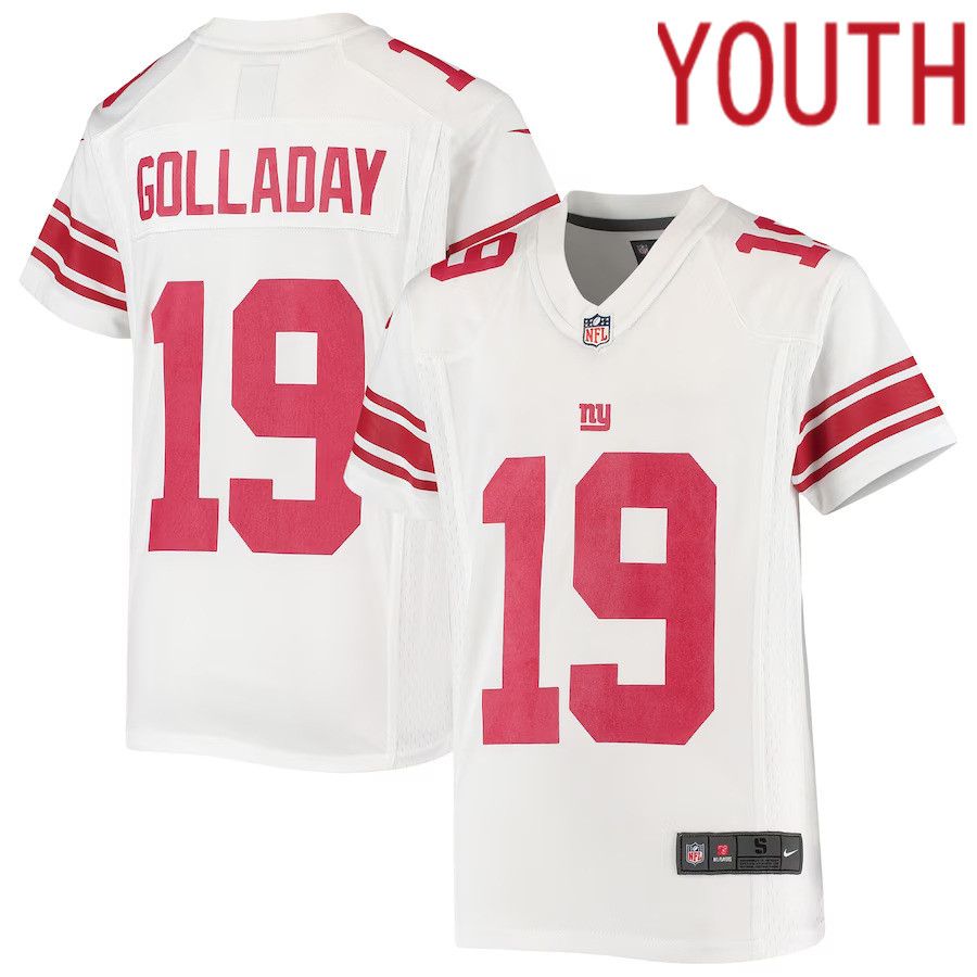 Youth New York Giants #19 Kenny Golladay Nike White Game NFL Jersey->youth nfl jersey->Youth Jersey